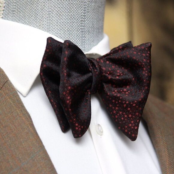 Men's Self-tied Bow Tie Black Silk Bow tie Big Butterfly Bow tie S668 - Picture 9 of 11